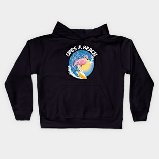 Life's a beach - Surfing Flamingo Kids Hoodie